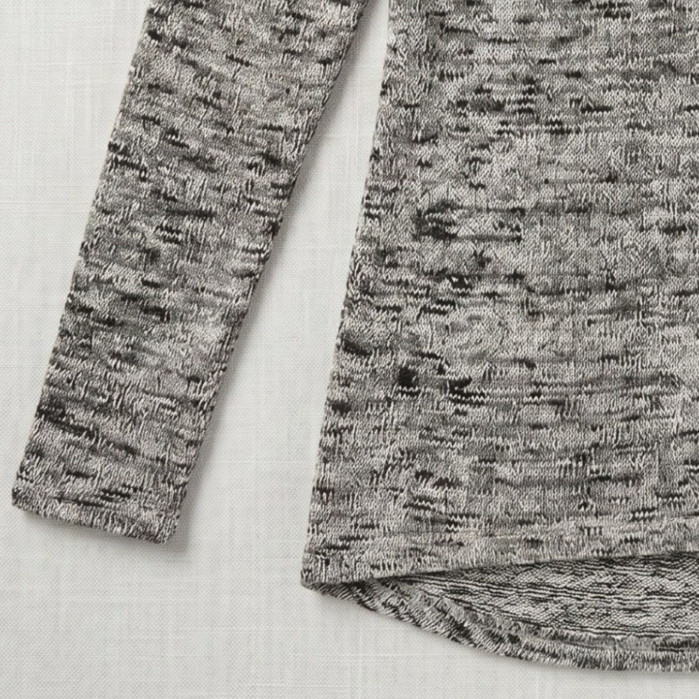One World Fringe Scarf Top Womens Medium Gray Marled‎ Knit Boho Paisley Pullover - Picture 6 of 9